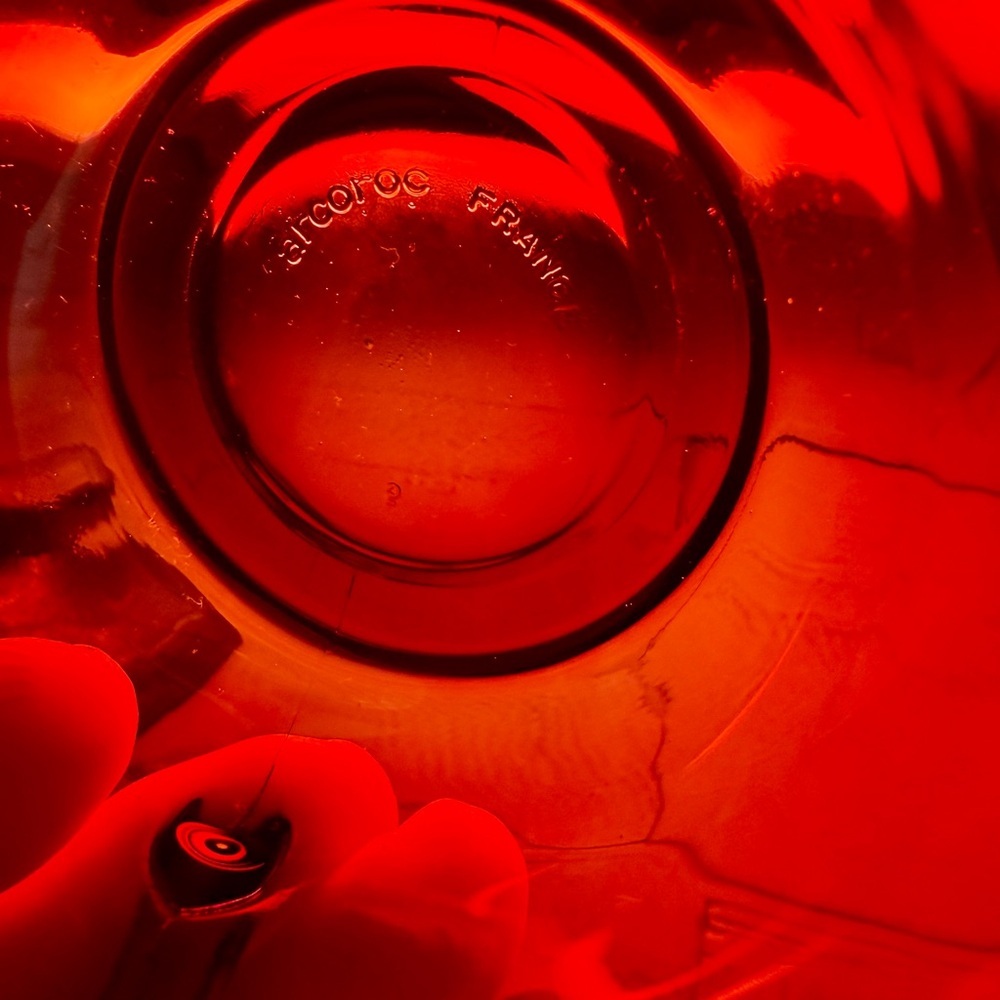 VINTAGE, ARCOROC, SET/2, RUBY RED GLASS CUPS. THICK, PRESSED RED GLASS. - Picture 6 of 6